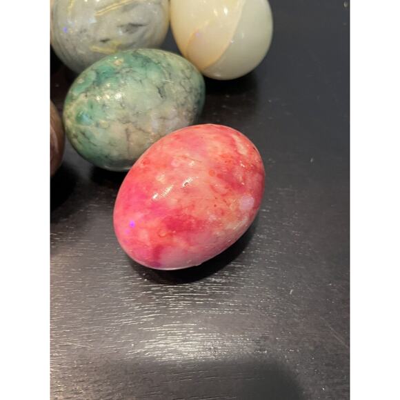 Vintage Alabaster Marble Stone Eggs Lot Of 7 3” - Picture 2 of 5
